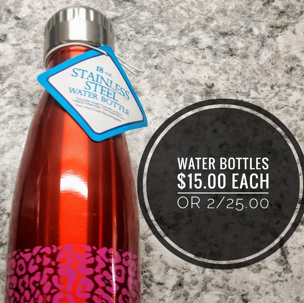Stainless Steel Water Bottle Red Pink Leopard 18oz